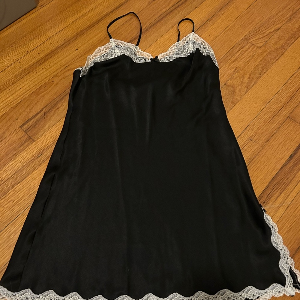 Victoria's Secret Black Chemise with White Lace